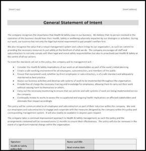 Construction Health & Safety Policy Template