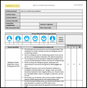 Air Conditioning Risk Assessment template