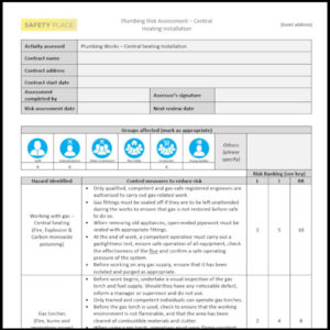 Plumbing Risk Assessment - Central Heating Installation