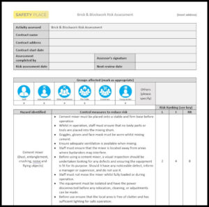 A Brick and Blockwork Risk Assessment Template
