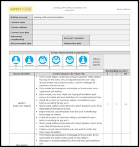 Guttering, Soffit and Fascia Installation Risk Assessment Template