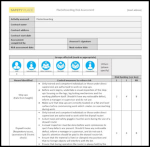Plasterboarding Risk Assessment Template