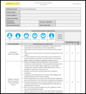 Timber Stud Partitioning Risk Assessment Template