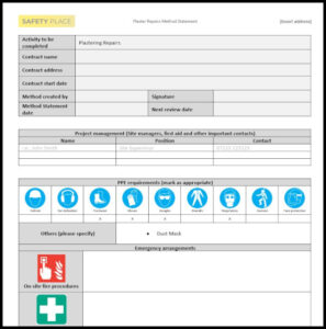 Plastering Repairs Method Statement Template