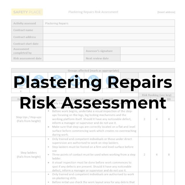 Plastering Repairs Risk Assessment - Safety Place