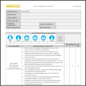 Floor Sanding Risk Assessment Template