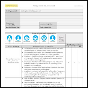 Visiting Clients Risk Assessment Template