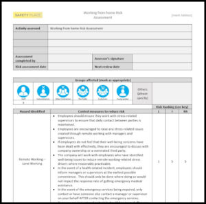 Working from home risk assessment template