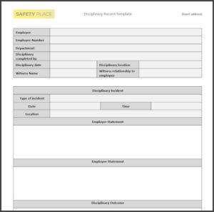 An example of our Disciplinary Record Template