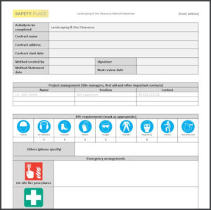 An image of a Landscaping & Site Clearance Method statement template