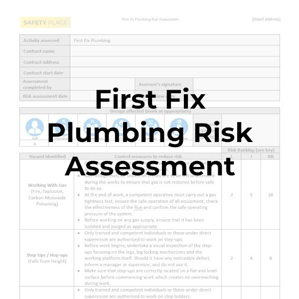 First Fix Plumbing Risk Assessment - Safety Place