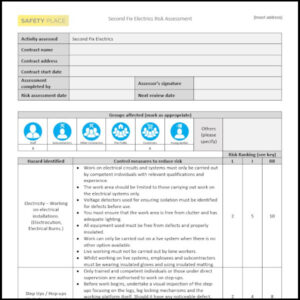 An image of our Second Fix Electrics Risk Assessment Template