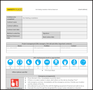 A sample of our bird netting installation method statement