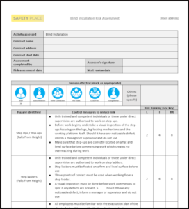 An image of our Blind Installation Risk Assessment Template