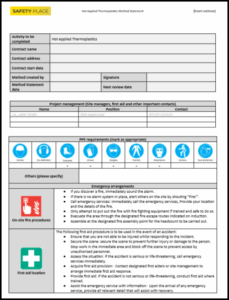 An image of a Hot Applied Thermoplastics Method Statement template