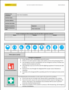 An image of a solar panel installation method statement template