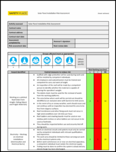 An image of a Solar Panel Installation Risk Assessment Template 