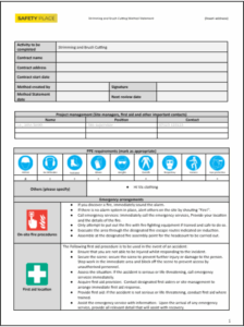 An image of a strimming and brush cutting method statement template